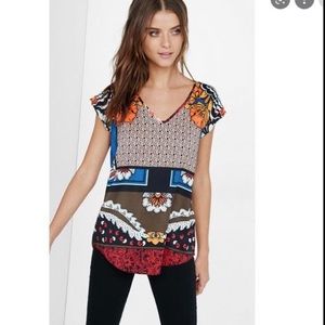 Express Floral Rolled Sleeve Blouse